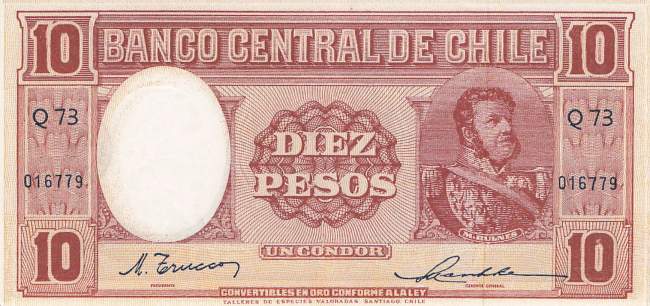10  Pesos Chile p111-2 1947